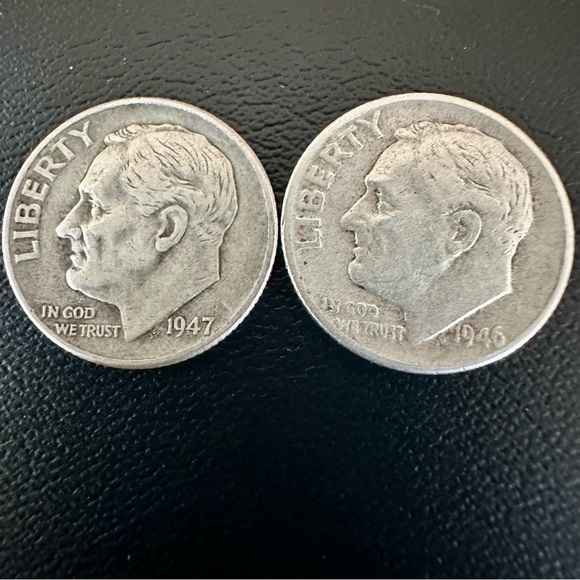1946 & 1947 Roosevelt Dimes – Lot of 2 | 90% Silver U.S. Coins - Picture 1 of 8